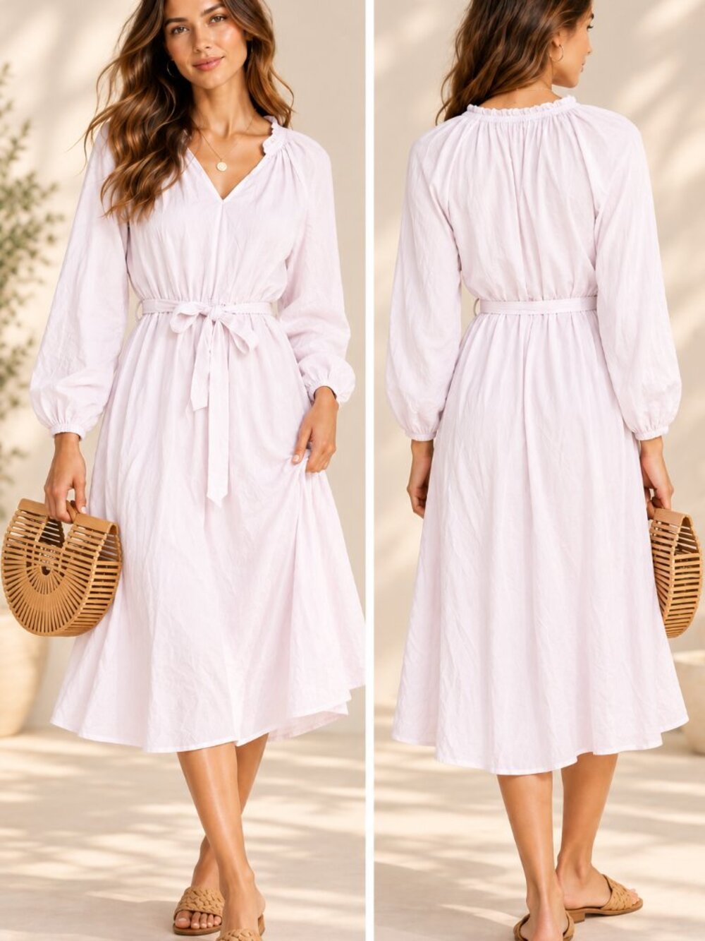 Cloth & Stone Light Pink Tencel Lyocell Belted Maxi Dress Size S